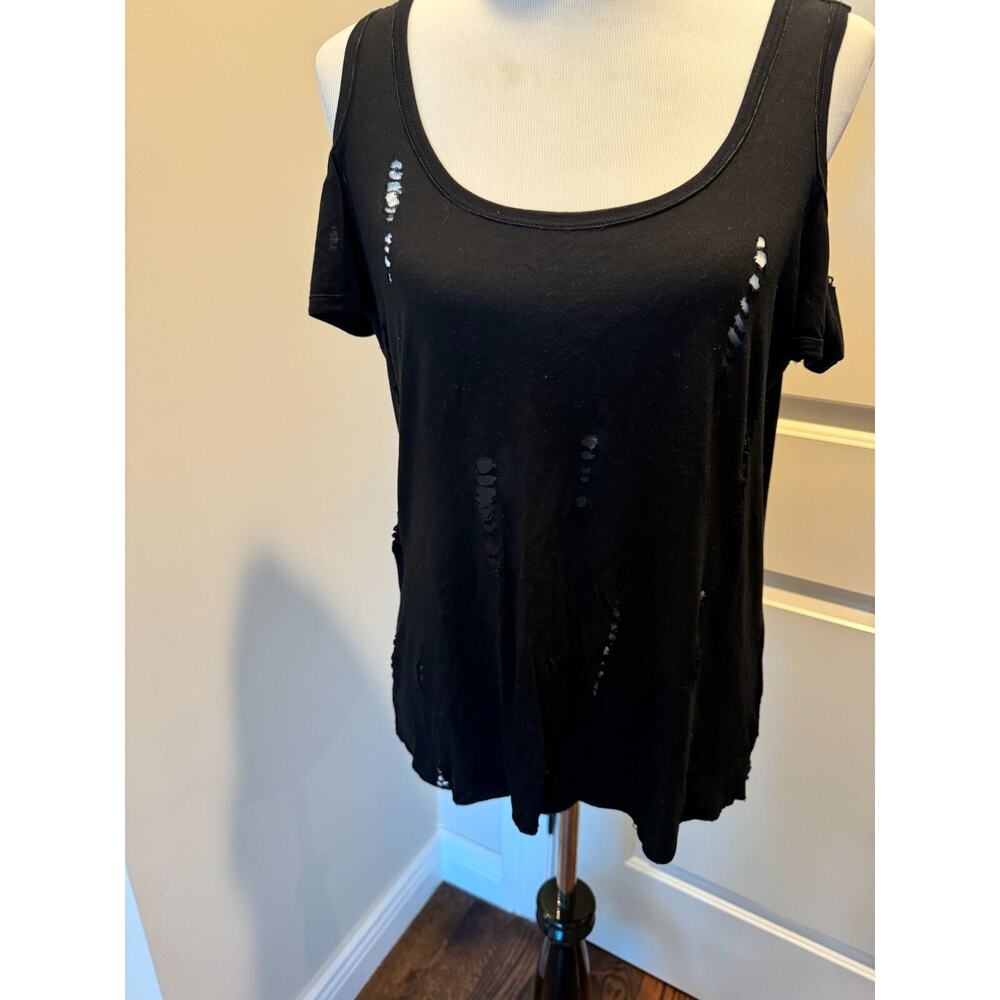 BAILEY 44 Black Distressed T-shirt SZ M EUC